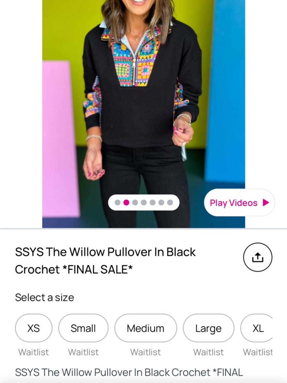 SSYS The Willow Pullover in Black with Crochet Trim